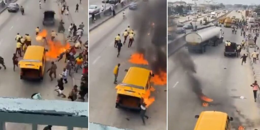 Bus Driver Sets Self Ablaze alongside LASTMA Personnel