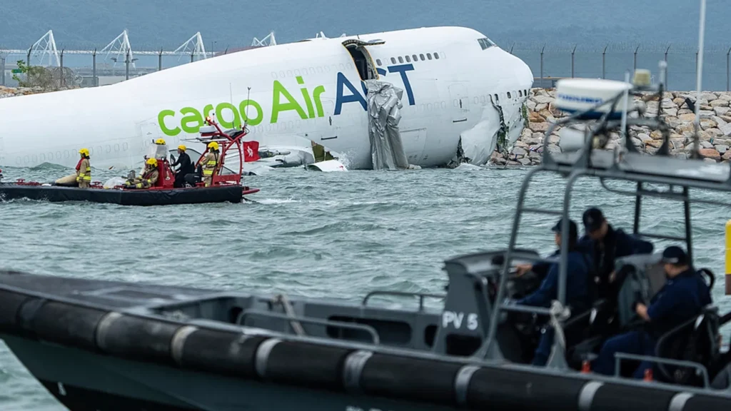 Two Killed as Cargo Plane Crashes Off Runway at Hong Kong Airport