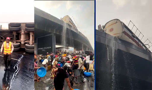 Tanker falls in apapa, lagos state